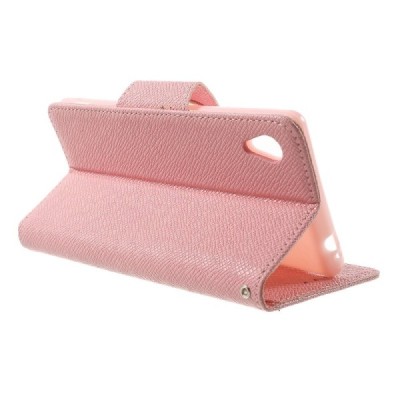 Sony Xperia M4 Aqua MLT atverčiamas šviesiai rožinis dėklas - knygutė / Priedai.lt