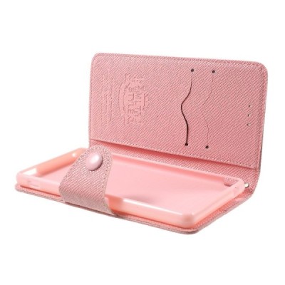 Sony Xperia M4 Aqua MLT atverčiamas šviesiai rožinis dėklas - knygutė / Priedai.lt