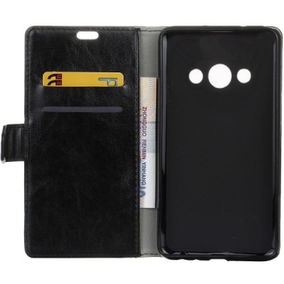 Samsung Galaxy Xcover 3 (G388) atvēramais melns ādas maciņš (maks) / Vacins.lv