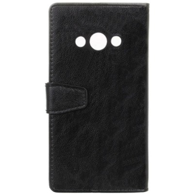 Samsung Galaxy Xcover 3 (G388) atvēramais melns ādas maciņš (maks) / Vacins.lv