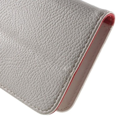 Samsung Galaxy Xcover 3 (G388) atverčiamas baltas odinis Litchi dėklas - piniginė / Priedai.lt