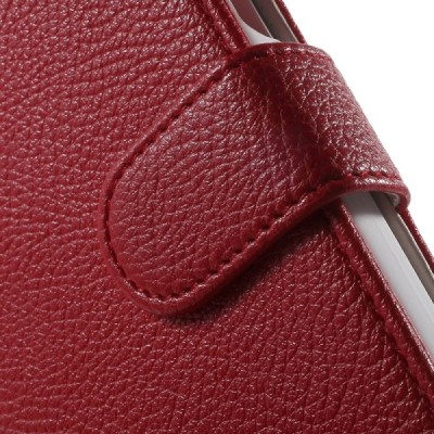 Samsung Galaxy Xcover 3 (G388) atvēramais sarkans ādas Litchi maciņš (maks) / Vacins.lv