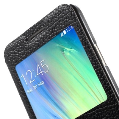 Samsung Galaxy A3 2015 (A300F) Smart Window atverčiamas juodas dėklas / Priedai.lt
