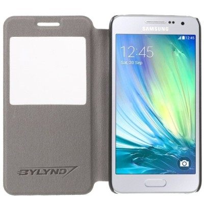 Samsung Galaxy A3 2015 (A300F) Smart Window atverčiamas juodas dėklas / Priedai.lt