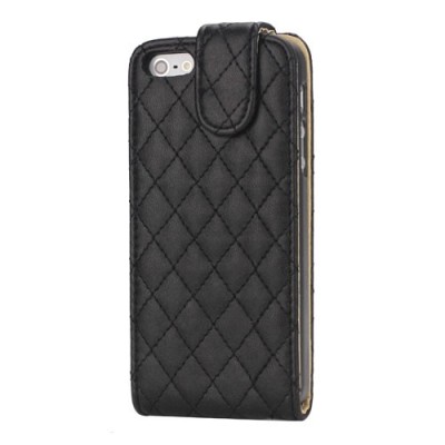 Atvēramais melns ādas Apple iPhone 5, 5S maciņš / Vacins.lv