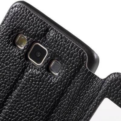 Samsung Galaxy A3 2015 (A300F) Smart Window atverčiamas juodas dėklas / Priedai.lt