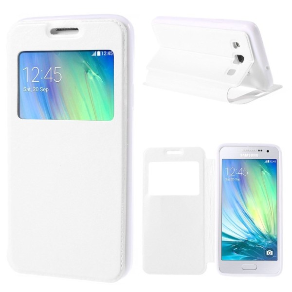 Atverčiamas dėklas su langeliu - baltas (Galaxy A3 2015)