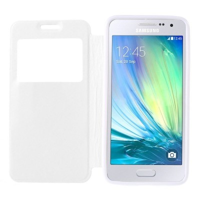 Samsung Galaxy A3 2015 (A300F) Smart Window atverčiamas baltas dėklas / Priedai.lt