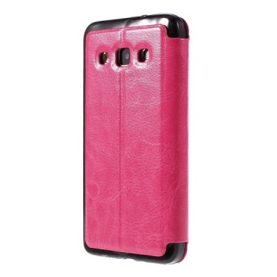 Samsung Galaxy A3 2015 (A300F) Smart Window atverčiamas rožinis dėklas / Priedai.lt