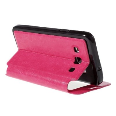 Samsung Galaxy A3 2015 (A300F) Smart Window atverčiamas rožinis dėklas / Priedai.lt