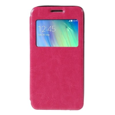 Samsung Galaxy A3 2015 (A300F) Smart Window atverčiamas rožinis dėklas / Priedai.lt