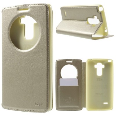 Roar Noble atverčiamas LG G4 Stylus H635 auksinis odinis dėklas / Priedai.lt