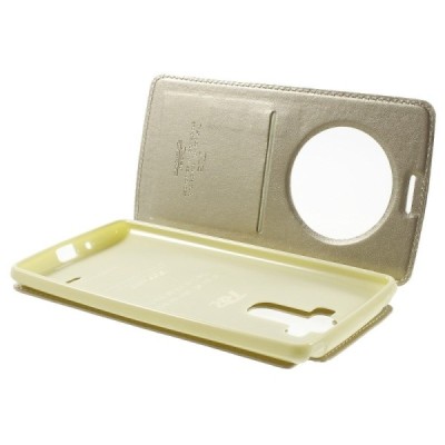 Roar Noble atverčiamas LG G4 Stylus H635 auksinis odinis dėklas / Priedai.lt