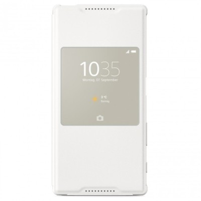 Oficiāls Sony Xperia Z5 Style Cover Window balts atvērams maciņš SCR42 / Vacins.lv