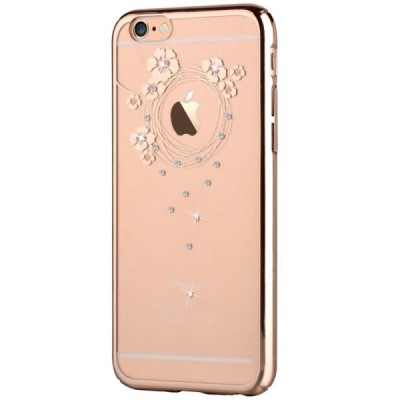 Apple iPhone 6s Plus Devia Crystal Garland Swarovski plastikinis skaidrus permatomas auksinis dėklas su kristalais / Priedai.lt