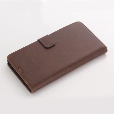 Sony Xperia Z5 atvēramais ādas tumši brūns retro maciņš (maks) / Vacins.lv