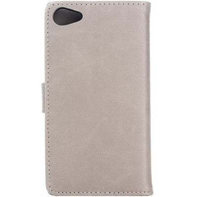 Sony Xperia Z5 Compact atvēramais ādas smilšains retro maciņš (maks) / Vacins.lv