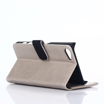 Sony Xperia Z5 Compact atvēramais ādas smilšains retro maciņš (maks) / Vacins.lv