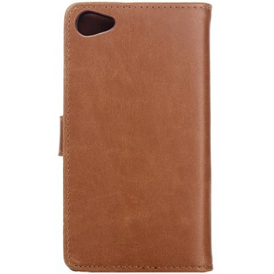 Sony Xperia Z5 Compact atvēramais ādas gaiši brūns retro maciņš (maks) / Vacins.lv