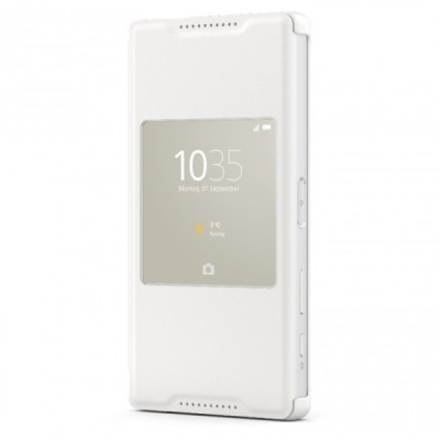Oficiāls Sony Xperia Z5 Compact Style Cover Window balts atvērams maciņš SCR44 / Vacins.lv