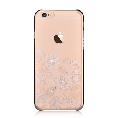 Apple iPhone 6s Plus Devia Crystal Rococo Swarovski plastikinis skaidrus permatomas auksinis dėklas su kristalais / Priedai.lt