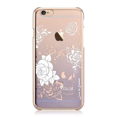 Apple iPhone 6s Plus Devia Crystal Charm Swarovski plastikinis skaidrus permatomas auksinis (violetinis) dėklas su kristalais / 