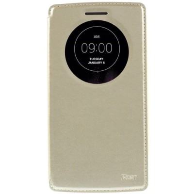Roar Noble atverčiamas LG G Flex 2 H955 auksinis odinis dėklas - knygutė / Priedai.lt