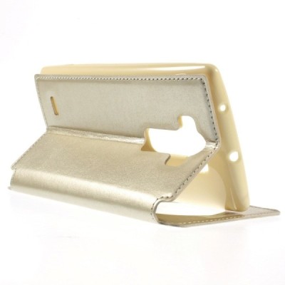 Roar Noble atverčiamas LG G Flex 2 H955 auksinis odinis dėklas - knygutė / Priedai.lt