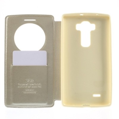 Roar Noble atverčiamas LG G Flex 2 H955 auksinis odinis dėklas - knygutė / Priedai.lt