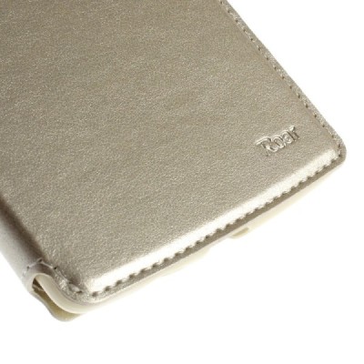 Roar Noble atverčiamas LG G Flex 2 H955 auksinis odinis dėklas - knygutė / Priedai.lt