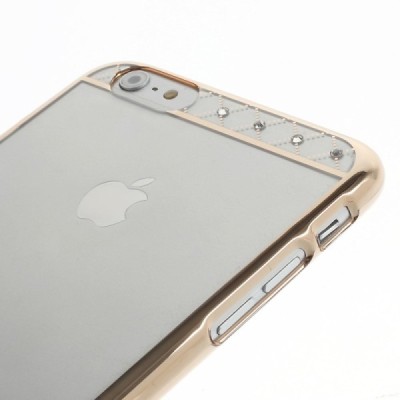 Apple iPhone 6S Plus elegants X-Fitted Crystal Lace Swarovski dzidrs (caurspīdīgs) zelta plastmasas apvalks ar kristāliem / Vaci