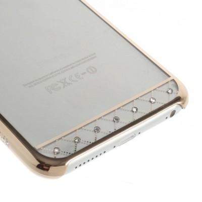 Apple iPhone 6S Plus elegants X-Fitted Crystal Lace Swarovski dzidrs (caurspīdīgs) zelta plastmasas apvalks ar kristāliem / Vaci