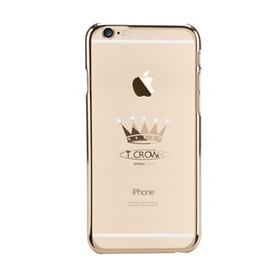 Apple iPhone 6S Plus elegants X-Fitted Crystal T Crown Swarovski dzidrs (caurspīdīgs) zelta plastmasas apvalks ar kristāliem / V