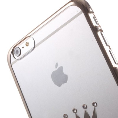 Apple iPhone 6S Plus elegants X-Fitted Crystal T Crown Swarovski dzidrs (caurspīdīgs) zelta plastmasas apvalks ar kristāliem / V