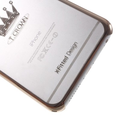 Apple iPhone 6S Plus elegants X-Fitted Crystal T Crown Swarovski dzidrs (caurspīdīgs) zelta plastmasas apvalks ar kristāliem / V