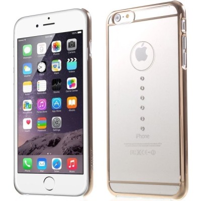 Apple iPhone 6s Plus X-Fitted Crystal Waterdrop Swarovski plastikinis skaidrus permatomas auksinis dėklas su kristalais / Prieda