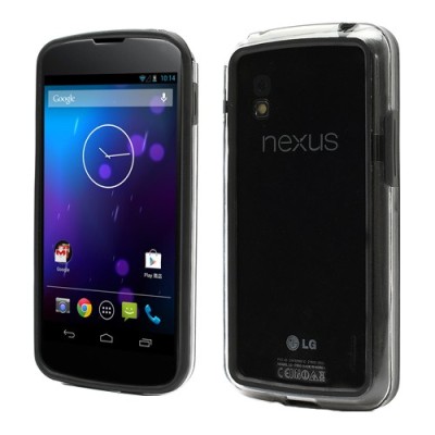 LG Nexus 4 E960 dzidrs, caurspīdīgs rāmis (sānu apmale, bamperis) - melns / Vacins.lv