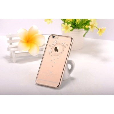 Apple iPhone 6 (6s) Devia Crystal Garland Swarovski plastikinis skaidrus permatomas auksinis dėklas su kristalais / Priedai.lt