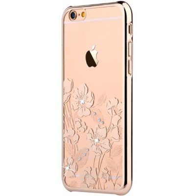 Apple iPhone 6S elegants Devia Crystal Rococo Swarovski dzidrs (caurspīdīgs) zelta plastmasas apvalks ar kristāliem / Vacins.lv