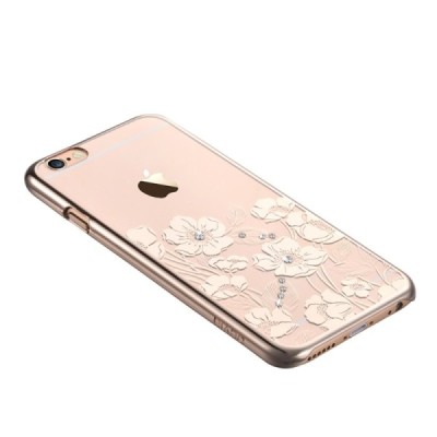 Apple iPhone 6 (6s) Devia Crystal Rococo Swarovski plastikinis skaidrus permatomas auksinis dėklas su kristalais / Priedai.lt