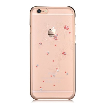 Apple iPhone 6 (6s) Devia Crystal Flowery Swarovski plastikinis skaidrus permatomas auksinis dėklas su kristalais / Priedai.lt