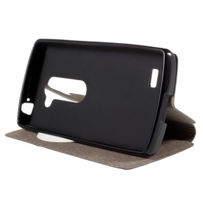 LG Leon 4G LTE (H340, H320) View Window atvēramais melns maciņš / Vacins.lv