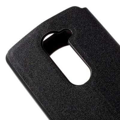 LG Leon 4G LTE (H340, H320) View Window atvēramais melns maciņš / Vacins.lv