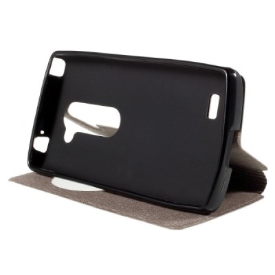 LG Leon 4G LTE (H340, H320) View Window atvēramais balts maciņš / Vacins.lv