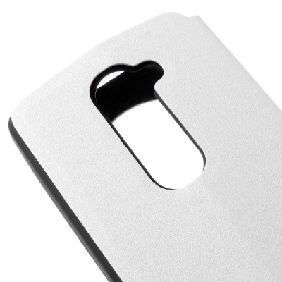 LG Leon 4G LTE (H340, H320) View Window atvēramais balts maciņš / Vacins.lv