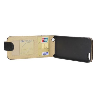 Atvēramais melns ādas Apple iPhone 5, 5S maciņš / Vacins.lv