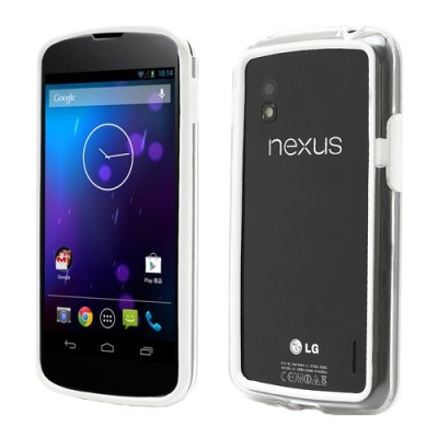 LG Nexus 4 E960 dzidrs, caurspīdīgs rāmis (sānu apmale, bamperis) - balts / Vacins.lv
