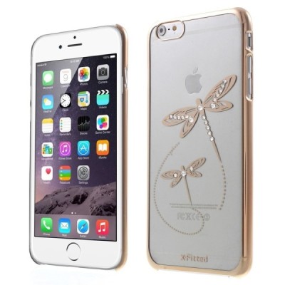 Apple iPhone 6S elegants X-Fitted Crystal Dragonfly Swarovski dzidrs (caurspīdīgs) zelta plastmasas apvalks ar kristāliem / Vaci
