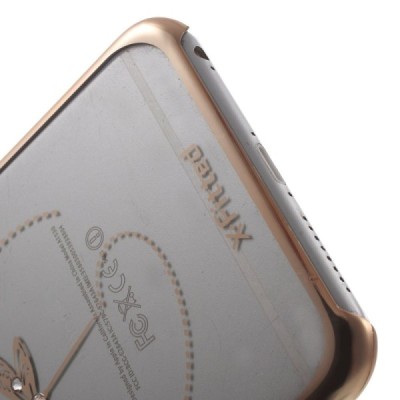 Apple iPhone 6S elegants X-Fitted Crystal Dragonfly Swarovski dzidrs (caurspīdīgs) zelta plastmasas apvalks ar kristāliem / Vaci