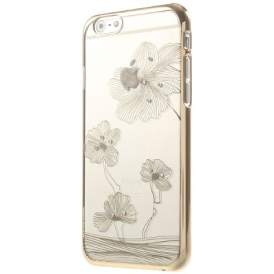 Apple iPhone 6S elegants X-Fitted Crystal Lotus Swarovski dzidrs (caurspīdīgs) zelta plastmasas apvalks ar kristāliem / Vacins.l
